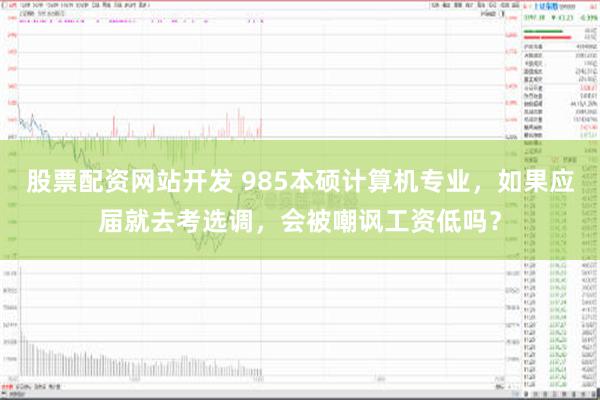 股票配资网站开发 985本硕计算机专业，如果应届就去考选调，会被嘲讽工资低吗？