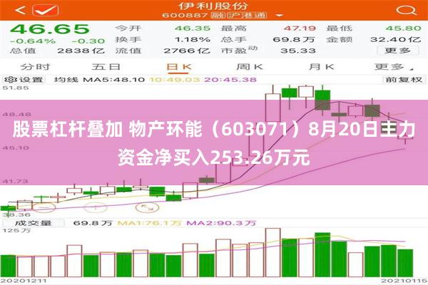 股票杠杆叠加 物产环能（603071）8月20日主力资金净买入253.26万元