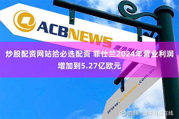 炒股配资网站拾必选配资 菲仕兰2024年营业利润增加到5.27亿欧元